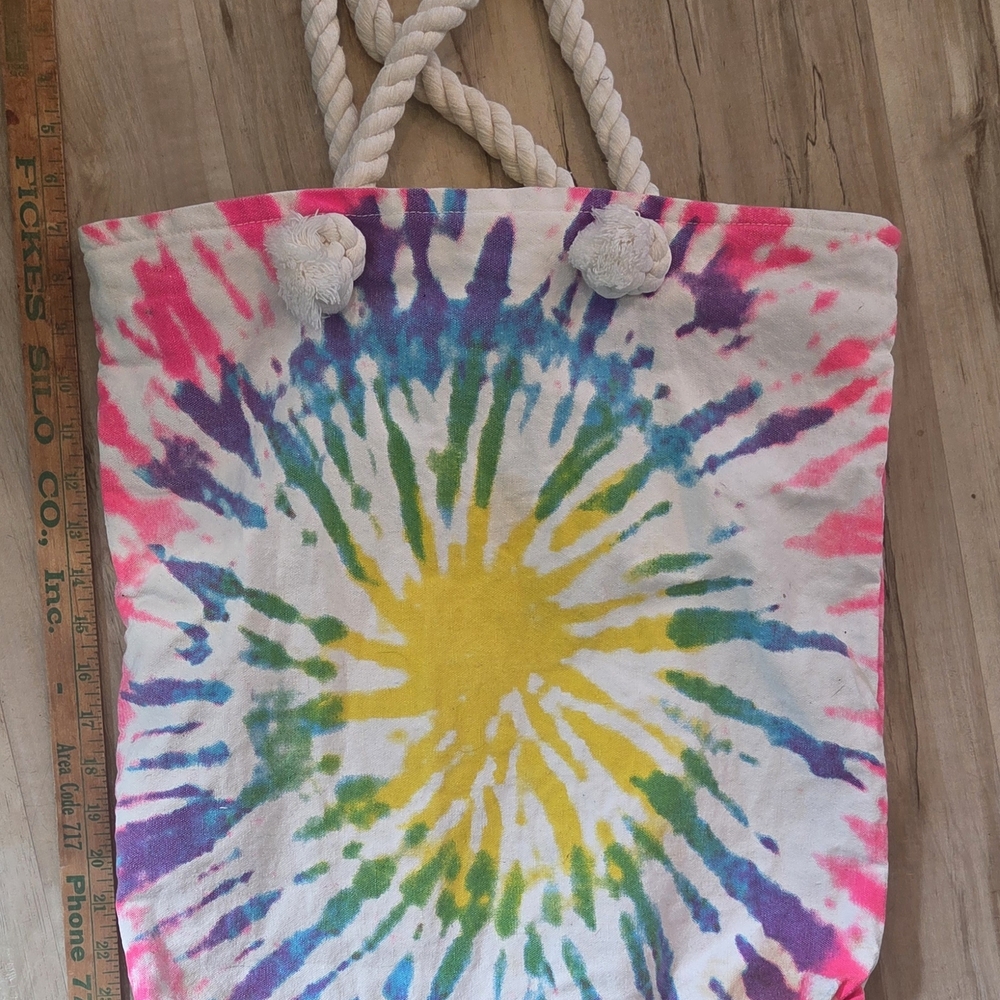 Buy One Get One Half Off Tie-Dye Canvas Beach Tote Bag with Rope Handles - Picture 2 of 4